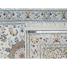 Load image into Gallery viewer, 2&#39;8&quot;x8&#39;3&quot; Stone White, Hand Knotted, 250 KPSI, Nain with Center Medallion, Wool and Silk, Runner, Oriental Rug FWR545286