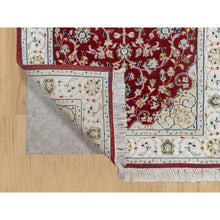 Load image into Gallery viewer, 2&#39;8&quot;x6&#39;8&quot; Rosewood Red, Wool and Silk, Nain with Center Medallion Flower Design, Hand Knotted, 250 KPSI, Oriental Rug FWR545292