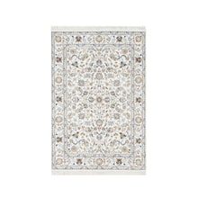 Load image into Gallery viewer, 4&#39;1&quot;x6&#39;1&quot; Vivid White, 250 KPSI, Wool and Silk, Nain All Over Floral Design, Hand Knotted, Oriental Rug FWR545298