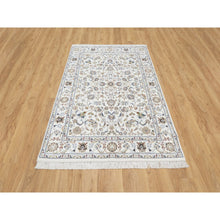 Load image into Gallery viewer, 4&#39;1&quot;x6&#39;1&quot; Vivid White, 250 KPSI, Wool and Silk, Nain All Over Floral Design, Hand Knotted, Oriental Rug FWR545298