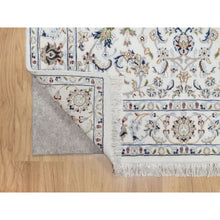 Load image into Gallery viewer, 4&#39;1&quot;x6&#39;1&quot; Vivid White, 250 KPSI, Wool and Silk, Nain All Over Floral Design, Hand Knotted, Oriental Rug FWR545298