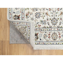 Load image into Gallery viewer, 4&#39;2&quot;x4&#39;2&quot; Isabelline White, Nain All Over Floral Design, 250 KPSI, Wool and Silk, Hand Knotted, Square, Oriental Rug FWR545304