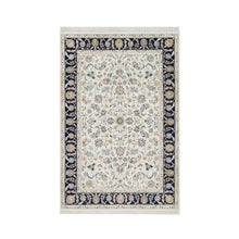 Load image into Gallery viewer, 4&#39;2&quot;x6&#39;2&quot; Rice White, Nain All Over Flower Design, 250 KPSI, Wool and Silk, Hand Knotted, Oriental Rug FWR545310