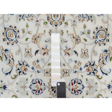 Load image into Gallery viewer, 4&#39;2&quot;x6&#39;2&quot; Rice White, Nain All Over Flower Design, 250 KPSI, Wool and Silk, Hand Knotted, Oriental Rug FWR545310