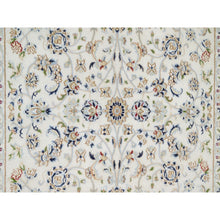 Load image into Gallery viewer, 4&#39;2&quot;x6&#39;2&quot; Rice White, Nain All Over Flower Design, 250 KPSI, Wool and Silk, Hand Knotted, Oriental Rug FWR545310