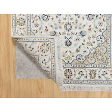 Load image into Gallery viewer, 2&#39;9&quot;x4&#39;1&quot; Polar Bear White, Nain with Large Medallion Design, 250 KPSI, Wool and Silk, Hand Knotted, Oriental Rug FWR545316