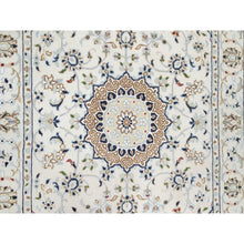 Load image into Gallery viewer, 2&#39;9&quot;x4&#39;1&quot; Polar Bear White, Nain with Large Medallion Design, 250 KPSI, Wool and Silk, Hand Knotted, Oriental Rug FWR545316