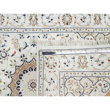 Load image into Gallery viewer, 2&#39;9&quot;x4&#39;1&quot; Polar Bear White, Nain with Large Medallion Design, 250 KPSI, Wool and Silk, Hand Knotted, Oriental Rug FWR545316