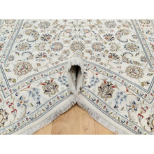 Load image into Gallery viewer, 6&#39;x9&#39; Isabelline White, Wool and Silk, Hand Knotted, Nain All Over Floral Design, 250 KPSI, Oriental Rug FWR545382