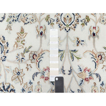 Load image into Gallery viewer, 6&#39;x9&#39; Isabelline White, Wool and Silk, Hand Knotted, Nain All Over Floral Design, 250 KPSI, Oriental Rug FWR545382