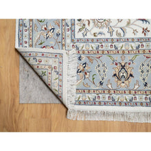 Load image into Gallery viewer, 8&#39;7&quot;x12&#39; Rice White, 250 KPSI, Nain All Over Flower Design, Wool and Silk, Hand Knotted, Oriental Rug FWR545388