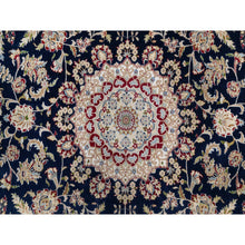 Load image into Gallery viewer, 9&#39;8&quot;x14&#39;2&quot; Vulcan Blue, Hand Knotted, Nain with Center Medallion Flower Design, 250 KPSI, Wool and Silk, Oriental Rug FWR545394