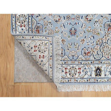 Load image into Gallery viewer, 3&#39;x5&#39;2&quot; Uranian Blue, 250 KPSI, Wool and Silk, Hand Knotted, Nain with Large Center Medallion, Oriental Rug FWR545424