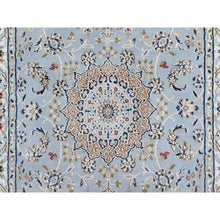 Load image into Gallery viewer, 3&#39;x5&#39;2&quot; Uranian Blue, 250 KPSI, Wool and Silk, Hand Knotted, Nain with Large Center Medallion, Oriental Rug FWR545424