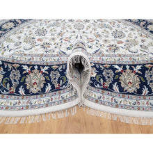 Load image into Gallery viewer, 9&#39;9&quot;x9&#39;9&quot; Rice White, Hand Knotted, Wool and Silk, Nain All Over Flower Design, 250 KPSI, Oriental Rug FWR545442