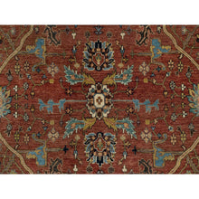 Load image into Gallery viewer, 6&#39;x9&#39;2&quot; Rubor Red and Old Gold, Plush and Lush All Wool, Hand Knotted, Vegetable Dyes Antiqued Fine Heriz Re-Creation All Over Design, Denser Weave, Oriental Rug FWR545472