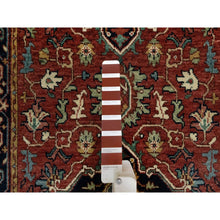 Load image into Gallery viewer, 2&#39;6&quot;x16&#39; Sequoia Red With Prussian Blue Border, Plush and Lush, Densely Woven Antiqued Fine Heriz Re-Creation, Hand Knotted Vegetable Dyes, 100% Wool, XL Runner Oriental Rug FWR545484