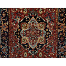 Load image into Gallery viewer, 2&#39;6&quot;x16&#39; Sequoia Red With Prussian Blue Border, Plush and Lush, Densely Woven Antiqued Fine Heriz Re-Creation, Hand Knotted Vegetable Dyes, 100% Wool, XL Runner Oriental Rug FWR545484