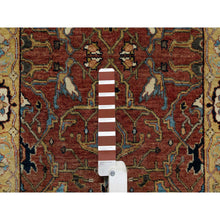 Load image into Gallery viewer, 2&#39;7&quot;x18&#39;2&quot; Currant Red With Satin Sheen Gold, Soft Pile Vibrant Wool, Vegetable Dyes and Denser Weave, Antiqued Fine Heriz Re-Creation, Hand Knotted, Oriental XL Runner Rug FWR545490