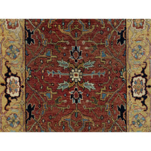 Load image into Gallery viewer, 2&#39;7&quot;x18&#39;2&quot; Currant Red With Satin Sheen Gold, Soft Pile Vibrant Wool, Vegetable Dyes and Denser Weave, Antiqued Fine Heriz Re-Creation, Hand Knotted, Oriental XL Runner Rug FWR545490