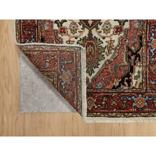 Load image into Gallery viewer, 2&#39;6&quot;x8&#39;1&quot; Papyrus White, 100% Wool, Antiqued Fine Heriz Re-Creation, Natural Dyes, Hand Knotted, Plush and Lush, Denser Weave, Runner, Oriental Rug FWR545508