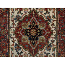 Load image into Gallery viewer, 2&#39;6&quot;x8&#39;1&quot; Papyrus White, 100% Wool, Antiqued Fine Heriz Re-Creation, Natural Dyes, Hand Knotted, Plush and Lush, Denser Weave, Runner, Oriental Rug FWR545508