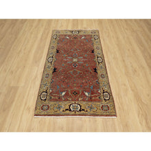 Load image into Gallery viewer, 3&#39;x5&#39;1&quot; Berry Red, Densely Woven Antiqued Hand Knotted Fine Heriz Re-Creation, All Over Pattern, Organic Wool, Natural Dyes Soft Pile, Oriental Rug FWR545532