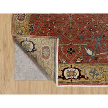 Load image into Gallery viewer, 3&#39;x5&#39;1&quot; Berry Red, Densely Woven Antiqued Hand Knotted Fine Heriz Re-Creation, All Over Pattern, Organic Wool, Natural Dyes Soft Pile, Oriental Rug FWR545532