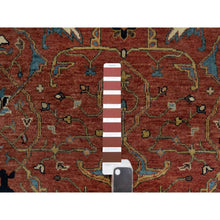 Load image into Gallery viewer, 3&#39;x5&#39;1&quot; Berry Red, Densely Woven Antiqued Hand Knotted Fine Heriz Re-Creation, All Over Pattern, Organic Wool, Natural Dyes Soft Pile, Oriental Rug FWR545532