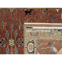 Load image into Gallery viewer, 3&#39;x5&#39;1&quot; Berry Red, Densely Woven Antiqued Hand Knotted Fine Heriz Re-Creation, All Over Pattern, Organic Wool, Natural Dyes Soft Pile, Oriental Rug FWR545532