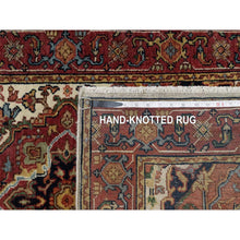 Load image into Gallery viewer, 2&#39;6&quot;x16&#39;1&quot; Angora White, Antiqued Fine Heriz Re-Creation With Red Border, Vegetable Dyes, Hand Knotted With Large Motifs, Plush Soft Pile, Densely Woven, Extra Soft Wool, XL Runner, Oriental Rug FWR545544