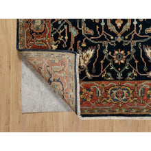 Load image into Gallery viewer, 4&#39;2&quot;x6&#39;3&quot; Oxford Blue, Antiqued Fine Heriz Re-Creation With All Over Vein Design, Hand Knotted Denser Weave, Vegetable Dyes Natural Wool, Oriental Rug FWR545580