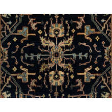 Load image into Gallery viewer, 4&#39;2&quot;x6&#39;3&quot; Oxford Blue, Antiqued Fine Heriz Re-Creation With All Over Vein Design, Hand Knotted Denser Weave, Vegetable Dyes Natural Wool, Oriental Rug FWR545580