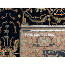 Load image into Gallery viewer, 4&#39;2&quot;x6&#39;3&quot; Oxford Blue, Antiqued Fine Heriz Re-Creation With All Over Vein Design, Hand Knotted Denser Weave, Vegetable Dyes Natural Wool, Oriental Rug FWR545580