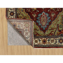 Load image into Gallery viewer, 3&#39;2&quot;x5&#39;3&quot; Spiced Apple Red With Ivory Border, Plush and Lush Pile, Central Medallion Design, Antiqued Fine Heriz Re-Creation, Hand Knotted Denser Weave, Vegetable Dyes, All Wool, Oriental Rug FWR545586