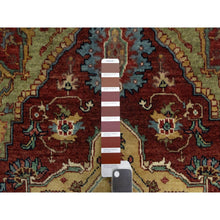 Load image into Gallery viewer, 3&#39;2&quot;x5&#39;3&quot; Spiced Apple Red With Ivory Border, Plush and Lush Pile, Central Medallion Design, Antiqued Fine Heriz Re-Creation, Hand Knotted Denser Weave, Vegetable Dyes, All Wool, Oriental Rug FWR545586