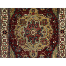 Load image into Gallery viewer, 3&#39;2&quot;x5&#39;3&quot; Spiced Apple Red With Ivory Border, Plush and Lush Pile, Central Medallion Design, Antiqued Fine Heriz Re-Creation, Hand Knotted Denser Weave, Vegetable Dyes, All Wool, Oriental Rug FWR545586