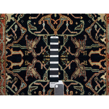 Load image into Gallery viewer, 2&#39;8&quot;x12&#39;1&quot; Caviar Blue, Natural Dyes All Wool, Antiqued Fine Heriz Re-Creation, Hand Knotted All Over Vein Design, Denser Weave, Runner Oriental Rug FWR545592