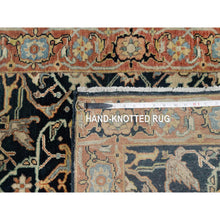 Load image into Gallery viewer, 2&#39;6&quot;x10&#39;1&quot; Prussian Blue and Rust Red, Vegetable Dyes, Denser Weave, Hand Knotted Soft Pile, Antiqued Fine Heriz Re-Creation, Soft and Velvety Wool, Runner Oriental Rug FWR545598