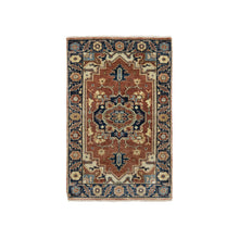 Load image into Gallery viewer, 2&#39;x3&#39;2&quot; Spice Red, Hand Knotted, Vegetable Dyes, Fine Heriz Re-Creation With Central Medallion, Densely Woven, Plush Pile, Pure Wool, Antiqued Mat Oriental Rug FWR545616