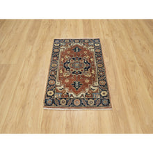 Load image into Gallery viewer, 2&#39;x3&#39;2&quot; Spice Red, Hand Knotted, Vegetable Dyes, Fine Heriz Re-Creation With Central Medallion, Densely Woven, Plush Pile, Pure Wool, Antiqued Mat Oriental Rug FWR545616