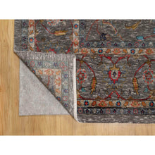 Load image into Gallery viewer, 9&#39;x12&#39;1&quot; Brunette Brown, Persian Scrolls Leaf and Flower Design, Hand Knotted Striae Pattern, Silk with Textured Wool, Oriental Rug FWR545646