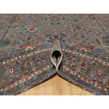 Load image into Gallery viewer, 9&#39;x12&#39;1&quot; Brunette Brown, Persian Scrolls Leaf and Flower Design, Hand Knotted Striae Pattern, Silk with Textured Wool, Oriental Rug FWR545646