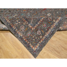 Load image into Gallery viewer, 9&#39;x12&#39;1&quot; Brunette Brown, Persian Scrolls Leaf and Flower Design, Hand Knotted Striae Pattern, Silk with Textured Wool, Oriental Rug FWR545646