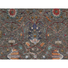 Load image into Gallery viewer, 9&#39;x12&#39;1&quot; Brunette Brown, Persian Scrolls Leaf and Flower Design, Hand Knotted Striae Pattern, Silk with Textured Wool, Oriental Rug FWR545646