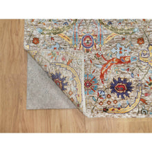 Load image into Gallery viewer, 2&#39;7&quot;x23&#39;10&quot; Eggnog White, Silk With Textured Wool, Hand Knotted Sickle Leaf Design, Soft and Plush, Hand Knotted Oriental XL Runner Rug FWR545658