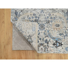 Load image into Gallery viewer, 2&#39;7&quot;x25&#39;9&quot; Pristine White, Hand Knotted, Borderless Sickle Leaf Design, Soft Pile Silk With Textured Wool, XL Runner Oriental Rug FWR545664