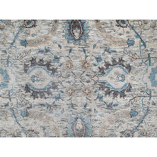 Load image into Gallery viewer, 2&#39;7&quot;x25&#39;9&quot; Pristine White, Hand Knotted, Borderless Sickle Leaf Design, Soft Pile Silk With Textured Wool, XL Runner Oriental Rug FWR545664