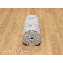 Load image into Gallery viewer, 2&#39;7&quot;x25&#39;9&quot; Pristine White, Hand Knotted, Borderless Sickle Leaf Design, Soft Pile Silk With Textured Wool, XL Runner Oriental Rug FWR545664