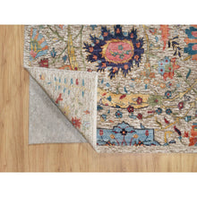 Load image into Gallery viewer, 6&#39;3&quot;x9&#39;1&quot; Cosmic Latte White, Soft and Plush Pile, Hand Knotted With Sickle Leaf Design, Silk With Textured Wool, Oriental Rug FWR545682